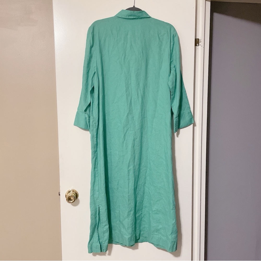 J Jill Love Linen Green Midi Length Button Down Dress Size Large - Picture 11 of 11